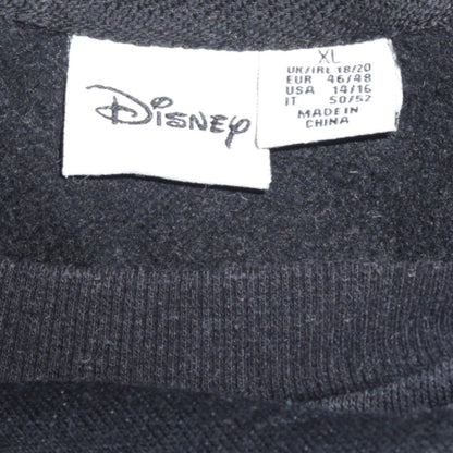 Disney Womens Black Walt Disney Logo Print Pullover Sweatshirt XL