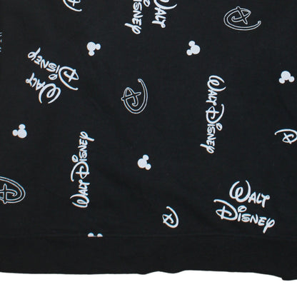 Disney Womens Black Walt Disney Logo Print Pullover Sweatshirt XL