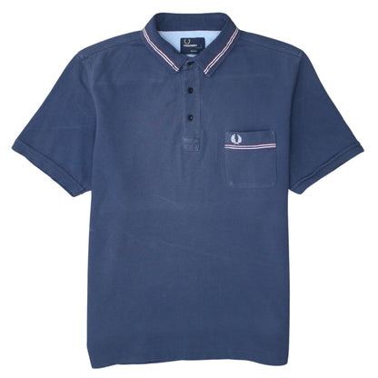 Fred Perry Men's Blue Slim Fit Polo Shirt Size L Classic Cotton