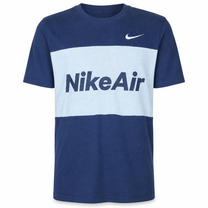 Nike Men's Blue Colourblock Air Logo Crew Neck T-Shirt Size M