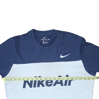 Nike Men's Blue Colourblock Air Logo Crew Neck T-Shirt Size M