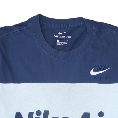 Nike Men's Blue Colourblock Air Logo Crew Neck T-Shirt Size M