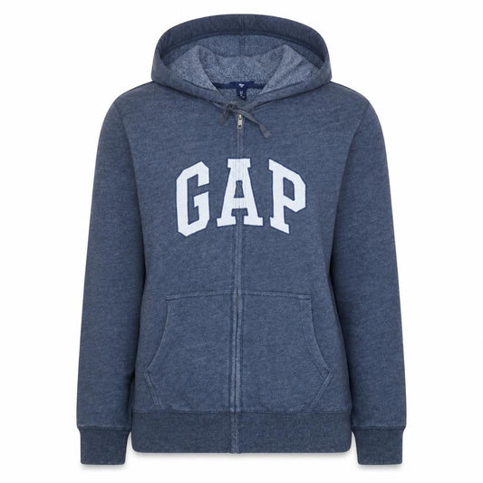Gap Women Blue Full Zip Hoodie Large Cotton Blend Casual