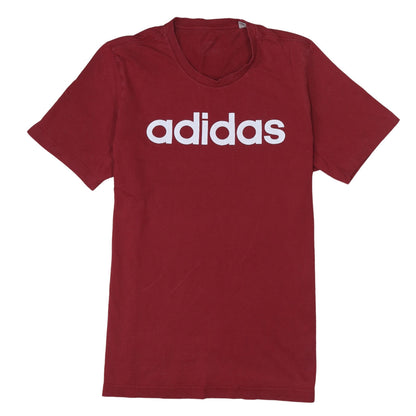adidas Men's Red Medium Crew Neck Sports Logo T-Shirt
