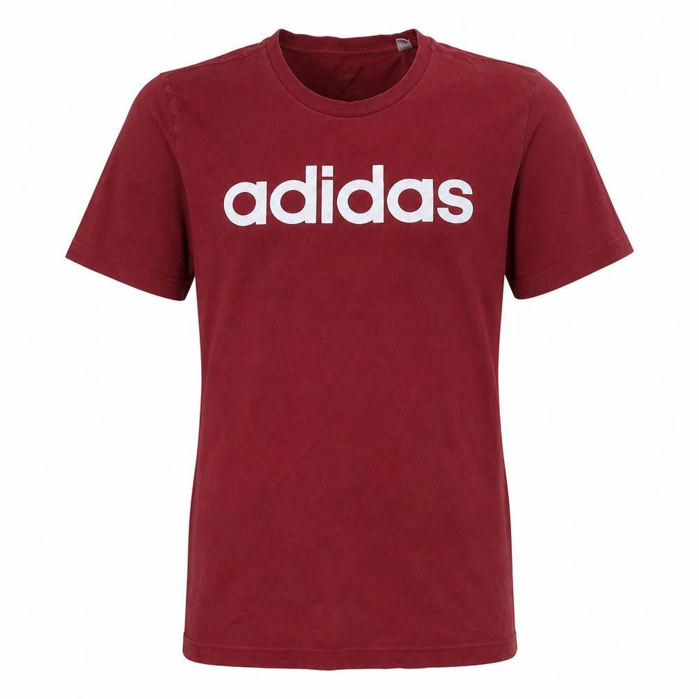 Front view of adidas Men's Red Medium Crew Neck Sports Logo T-Shirt