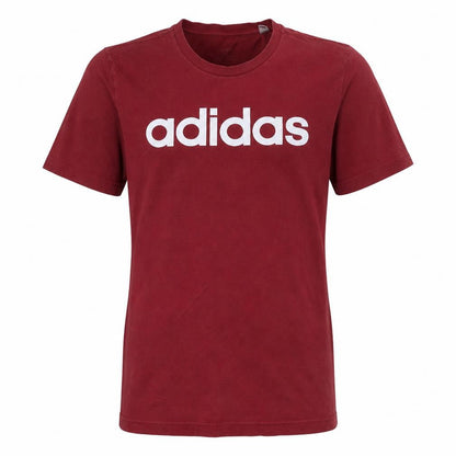 Front view of adidas Men's Red Medium Crew Neck Sports Logo T-Shirt