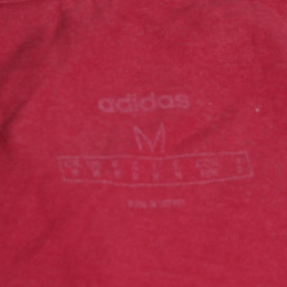 adidas Men's Red Medium Crew Neck Sports Logo T-Shirt