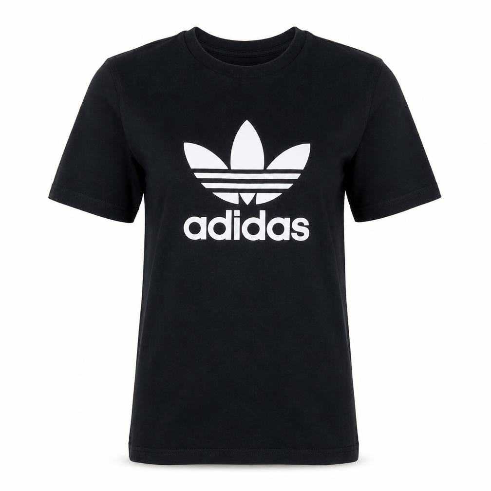 Front view of Adidas women’s black t-shirt small short sleeve crew neck sports top