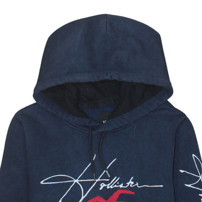 Hollister Womens Navy Blue Pullover Hoodie XS Cotton Blend Logo Must-Have Collection