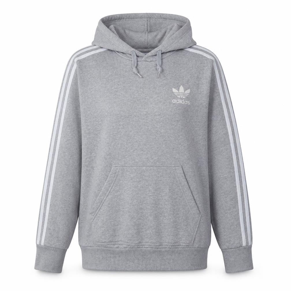 Adidas Womens Grey 3XL Pullover Hoodie with 3 Stripes Logo Classic Style