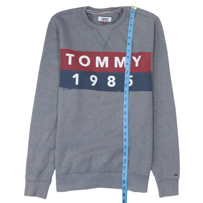 Tommy Jeans Men Grey Logo 1985 Crew Neck Sweatshirt Size M