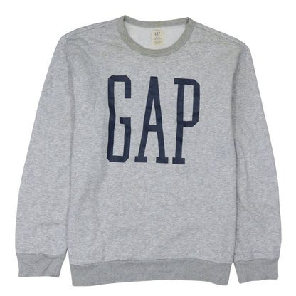 GAP Women Grey Logo Crew Neck Pullover Sweatshirt Size L