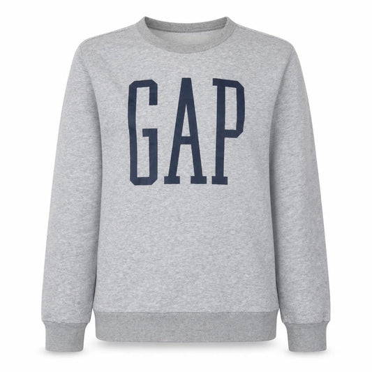 Gap Women Grey Logo Crew Neck Pullover Sweatshirt Size L