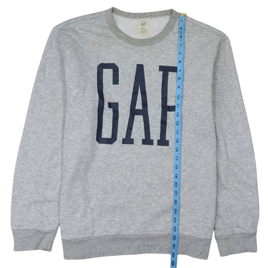GAP Women Grey Logo Crew Neck Pullover Sweatshirt Size L