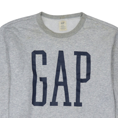 GAP Women Grey Logo Crew Neck Pullover Sweatshirt Size L