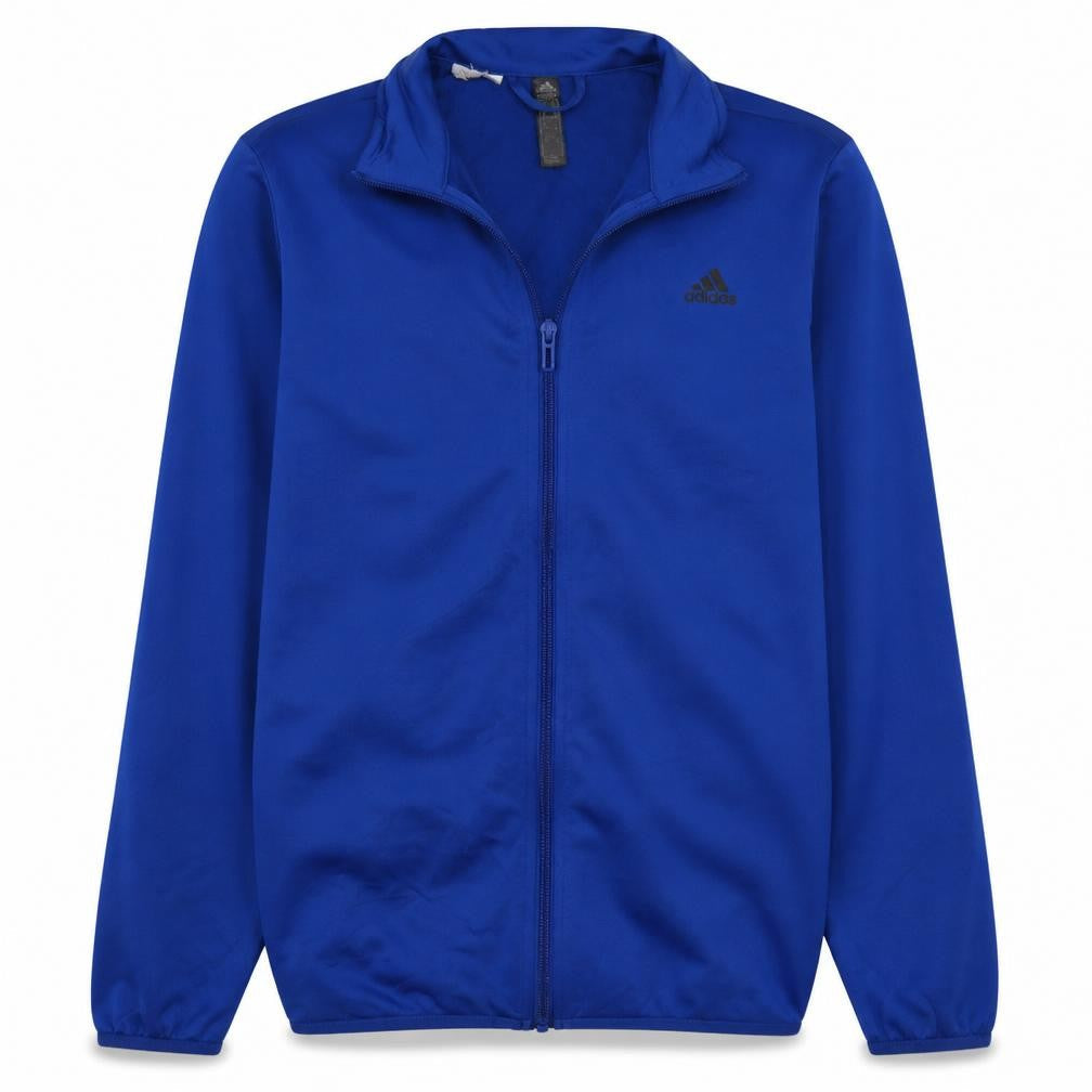 Front view of Adidas boys’ blue full zip sweatshirt 13-14 years athletic style
