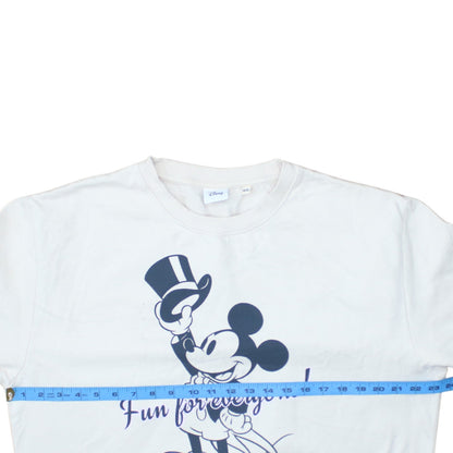 Disney Women White Mickey Mouse Print Sweatshirt Size 14 XL