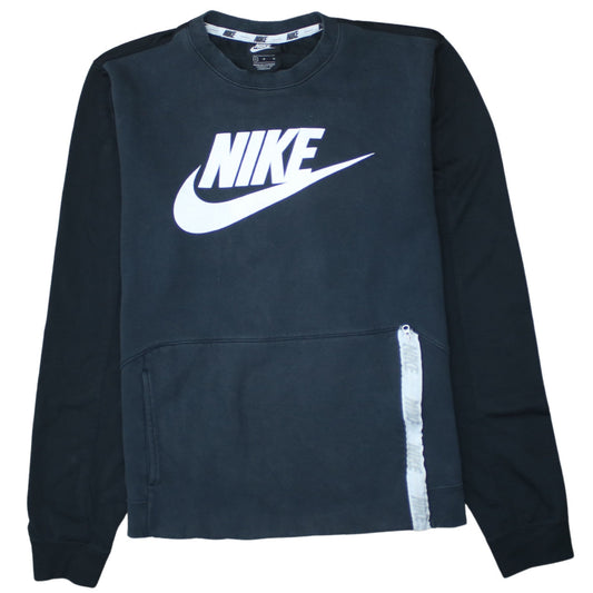 Nike Women's Black Pullover Sweatshirt Size M Logo Zip Detail