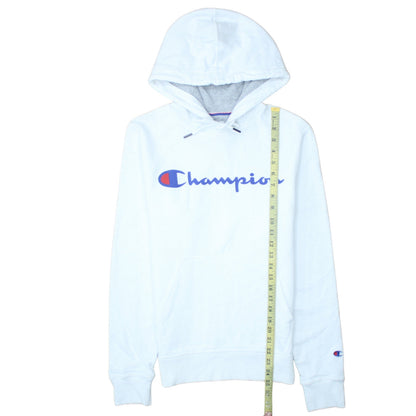 Champion Womens White XS Hoodie Pullover Logo Print Cotton Blend