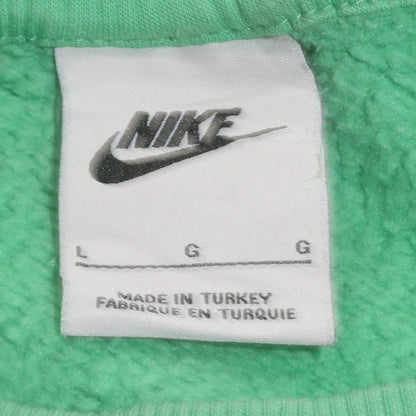 Nike Women Green Logo Pullover Sweatshirt L Cotton Blend