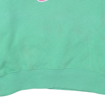 Nike Women Green Logo Pullover Sweatshirt L Cotton Blend