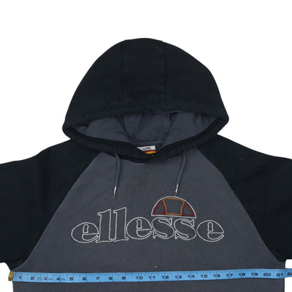 Ellesse Mens Grey Pullover Hoodie L Logo Fleece Sweatshirt