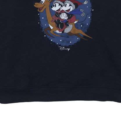 H&M Disney Womens Black XL Pullover Sweatshirt Winter Magic Mickey Minnie Print