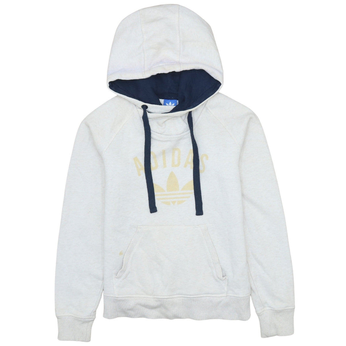 Adidas Womens Beige Hooded Pullover Sweatshirt Size L Logo Print