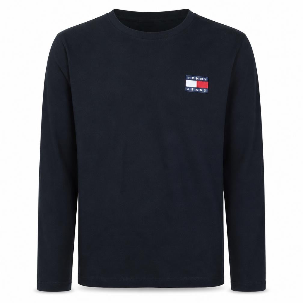 Tommy Jeans Men's Black Long Sleeve Cotton Crew Neck T-Shirt XS