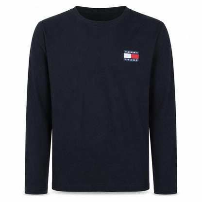 Tommy Jeans Men's Black Long Sleeve Cotton Crew Neck T-Shirt XS