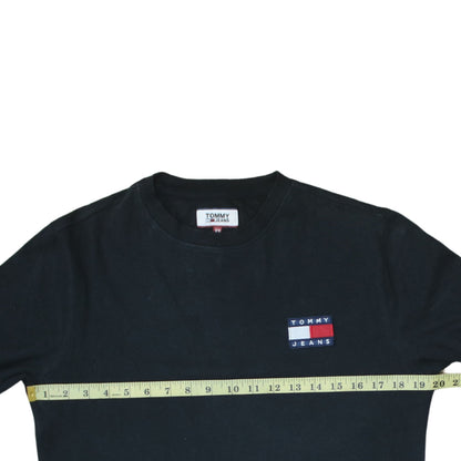 Tommy Jeans Men's Black Long Sleeve Cotton Crew Neck T-Shirt XS