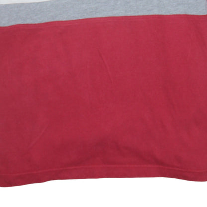 Adidas Men's Red Grey V-Neck Striped T-Shirt XL Cotton Classic Style