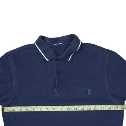 Fred Perry Men's Blue Slim Fit Cotton Polo Shirt Size S