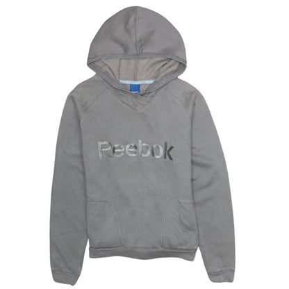 Reebok Women’s Grey Pullover Hoodie Size M Cotton Blend Logo Sweatshirt