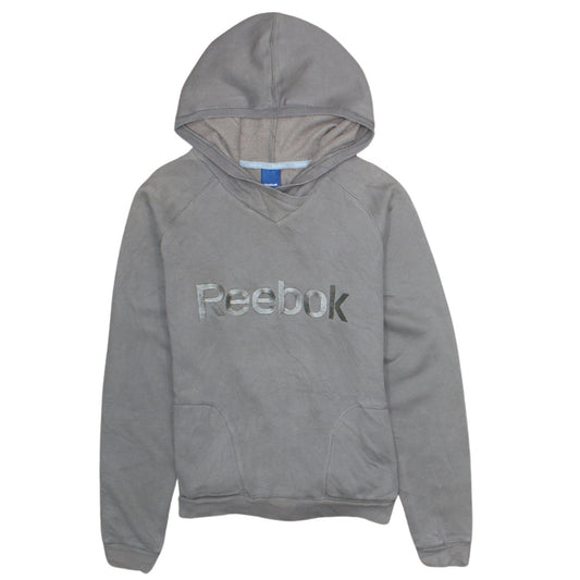 Reebok Women’s Grey Pullover Hoodie Size M Cotton Blend Logo Sweatshirt