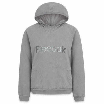 Reebok Women’s Grey Pullover Hoodie Size M Cotton Blend Logo Sweatshirt