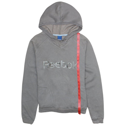 Reebok Women’s Grey Pullover Hoodie Size M Cotton Blend Logo Sweatshirt