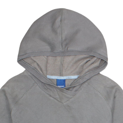 Reebok Women’s Grey Pullover Hoodie Size M Cotton Blend Logo Sweatshirt