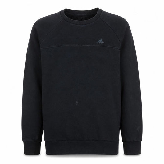 Front view of Adidas Men's Black Small Pullover Crew Neck Fleece Sweatshirt