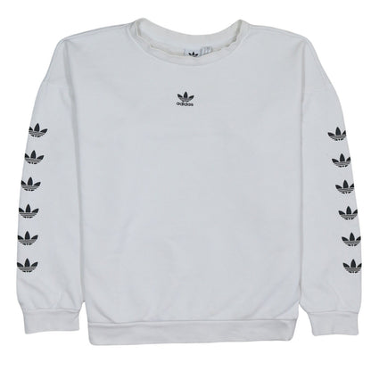 Adidas Women White Crew Neck Long Sleeve Logo Sweatshirt XS