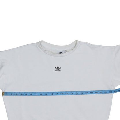 Adidas Women White Crew Neck Long Sleeve Logo Sweatshirt XS