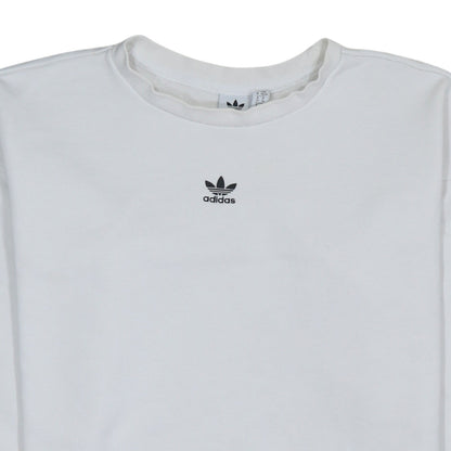 Adidas Women White Crew Neck Long Sleeve Logo Sweatshirt XS