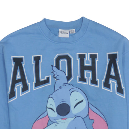 Disney Women Blue Stitch Aloha Sweatshirt Size S Regular