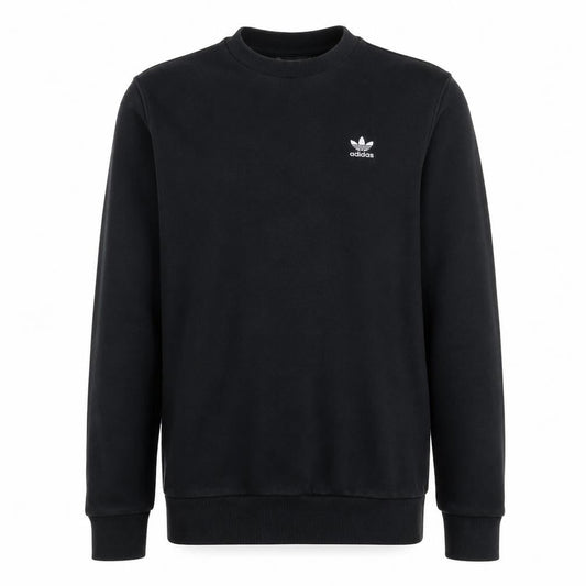 Front view of Adidas boys’ black crew neck pullover sweatshirt 13-14 years
