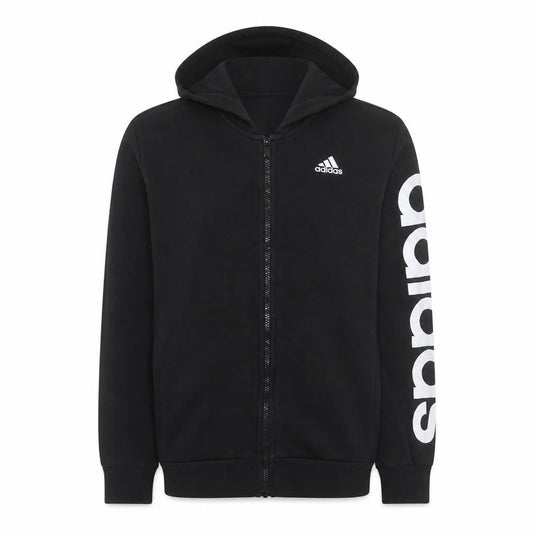 Front view of adidas Men's Black Full Zip Hoodie Medium Sports Essentials