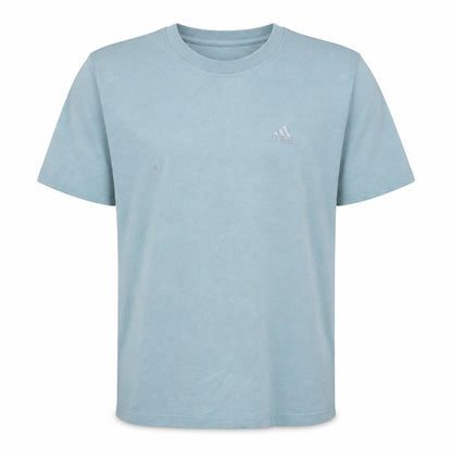 Front view of Adidas Men's Blue Cotton Crew Neck Sports T-Shirt, size S