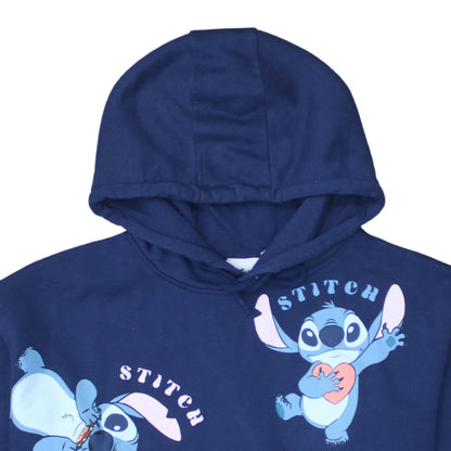 Disney Stitch Navy Blue Pullover Hoodie L Womens Teens Casual