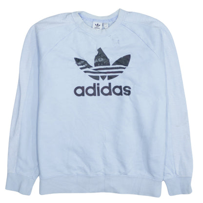 Adidas Womens Light Blue Crew Neck Logo Sweatshirt UK 16