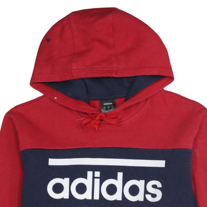 adidas Men's Red & Blue Pullover Hoodie Size M Sports Logo Fleece