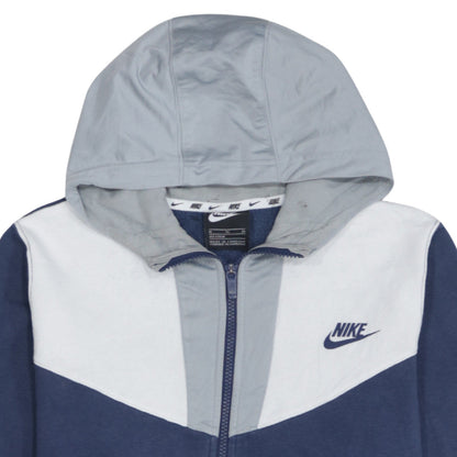 Nike Boys Blue Full Zip Hoodie XL 158-170cm Colourblock Cotton Blend